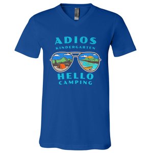 Adios Kindergarten Hello Camping Who Love To Camp Gift V-Neck T-Shirt