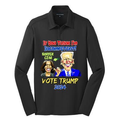 Anti Kamala Harris 2024 Border Czar Incompetent Vote Trump Silk Touch Performance Long Sleeve Polo