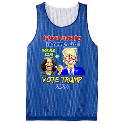 Anti Kamala Harris 2024 Border Czar Incompetent Vote Trump Mesh Reversible Basketball Jersey Tank