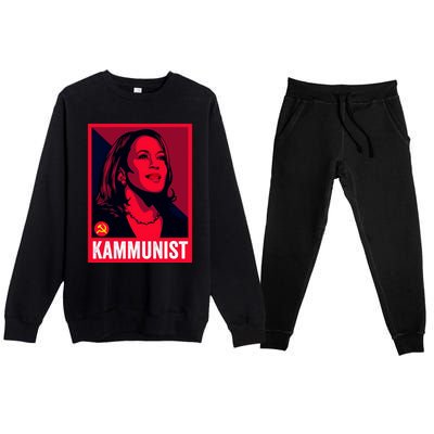 Anti Kamala Harris Kammunist Funny Election Premium Crewneck Sweatsuit Set