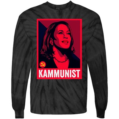 Anti Kamala Harris Kammunist Funny Election Tie-Dye Long Sleeve Shirt