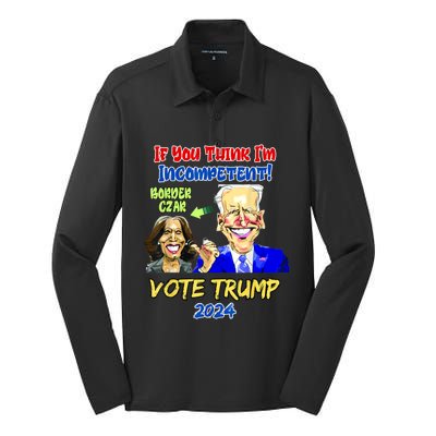 Anti Kamala Harris 2024 Border Czar Incompetent Vote Trump Silk Touch Performance Long Sleeve Polo