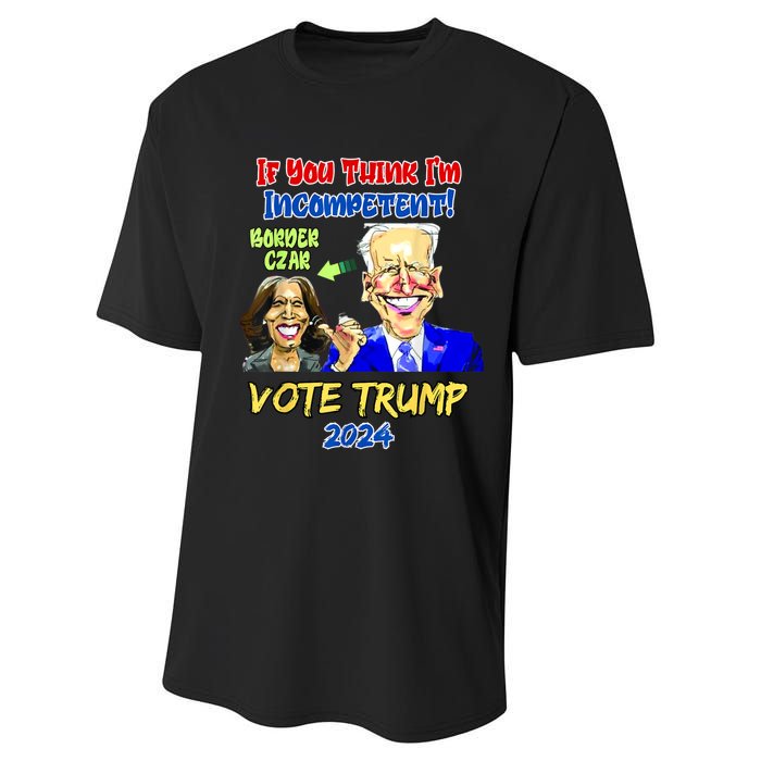 Anti Kamala Harris 2024 Border Czar Incompetent Vote Trump Performance Sprint T-Shirt