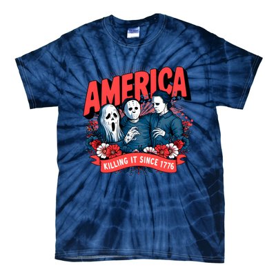 America Killing It Since 1776 Horror Characters Tie-Dye T-Shirt