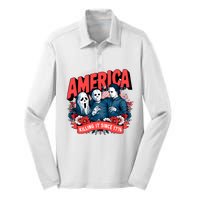 America Killing It Since 1776 Horror Characters Silk Touch Performance Long Sleeve Polo