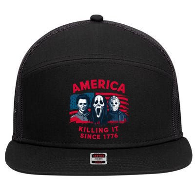 America Killing It Since 1776 Usa Flag 7 Panel Mesh Trucker Snapback Hat