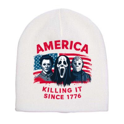 America Killing It Since 1776 Usa Flag Short Acrylic Beanie