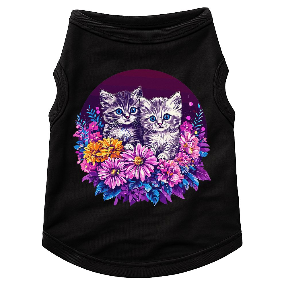 Adorable Kittens In Vibrant Floral Setting Doggie Tank