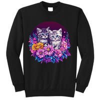 Adorable Kittens In Vibrant Floral Setting Sweatshirt