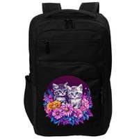 Adorable Kittens In Vibrant Floral Setting Impact Tech Backpack