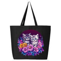 Adorable Kittens In Vibrant Floral Setting 25L Jumbo Tote
