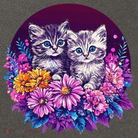 Adorable Kittens In Vibrant Floral Setting Cotton Canvas Backpack