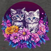 Adorable Kittens In Vibrant Floral Setting Vector Backpack