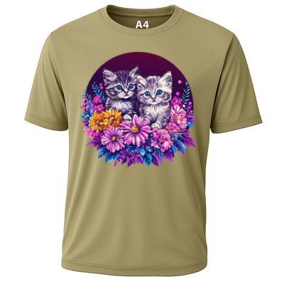 Adorable Kittens In Vibrant Floral Setting Performance Shirt