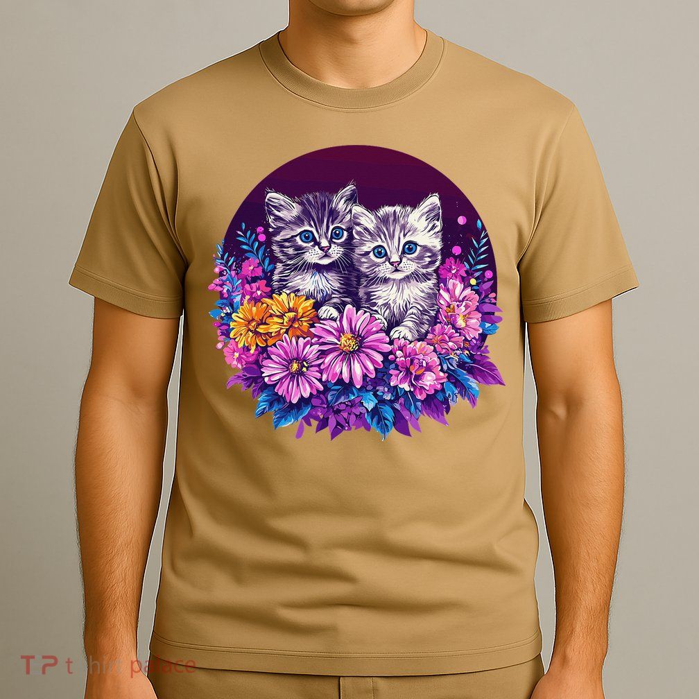 Adorable Kittens In Vibrant Floral Setting T-Shirt