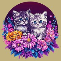 Adorable Kittens In Vibrant Floral Setting Sustainable Beanie