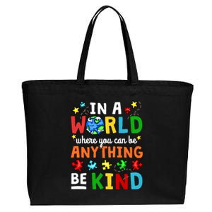 Autism Kindness Inspirational Be Kind Awareness Gift Cotton Canvas Jumbo Tote