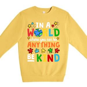 Autism Kindness Inspirational Be Kind Awareness Cute Gift Premium Crewneck Sweatshirt