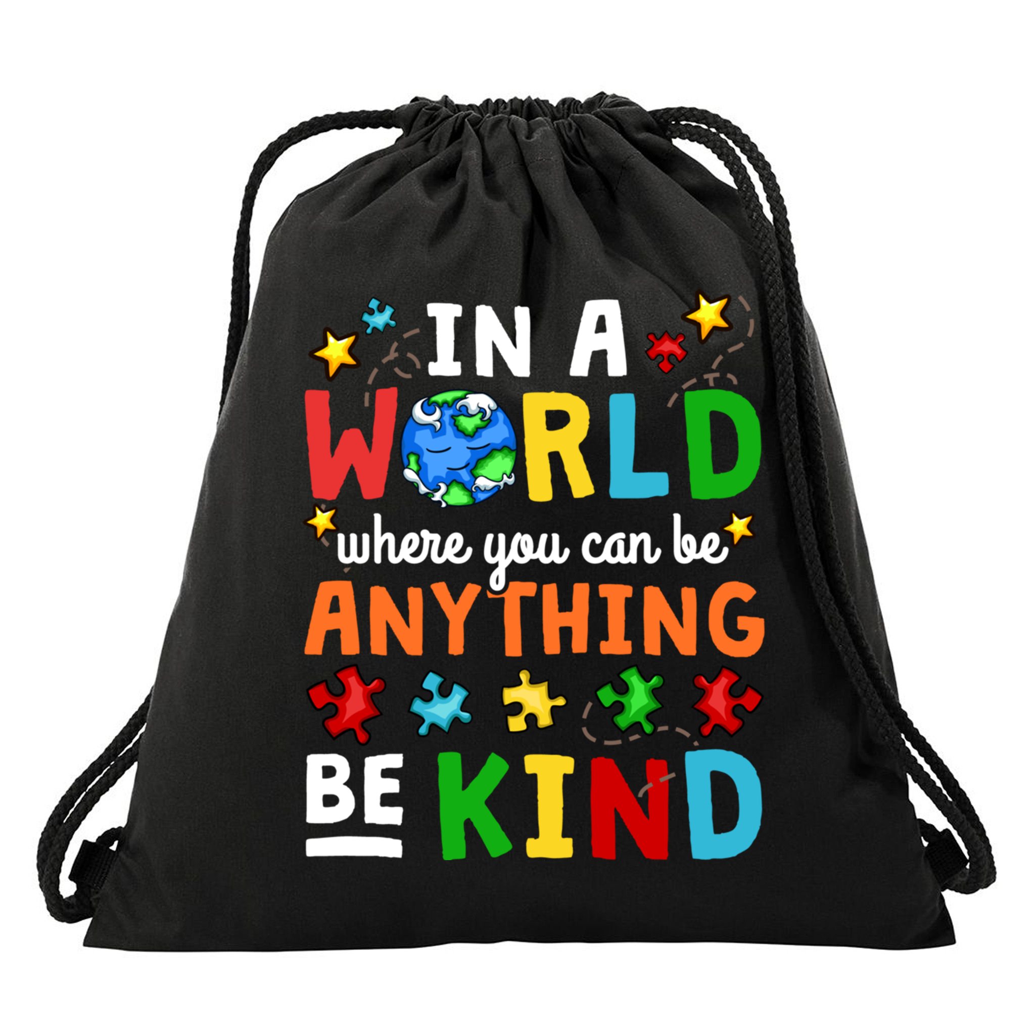 Autism Kindness Inspirational Be Kind Awareness Cute Gift Drawstring Bag