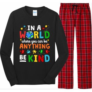 Autism Kindness Inspirational Be Kind Awareness Cute Gift Long Sleeve Pajama Set