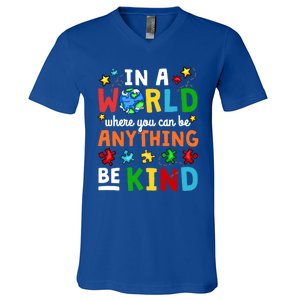 Autism Kindness Inspirational Be Kind Awareness Cute Gift V-Neck T-Shirt