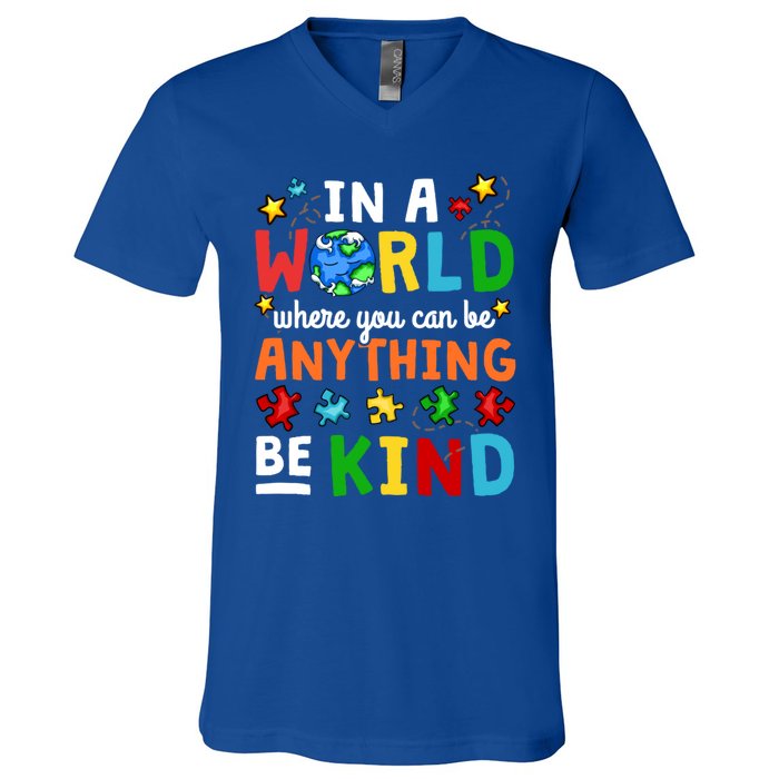 Autism Kindness Inspirational Be Kind Awareness Cute Gift V-Neck T-Shirt