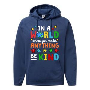 Autism Kindness Inspirational Be Kind Awareness Cute Gift Performance Fleece Hoodie