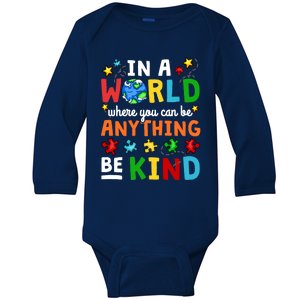 Autism Kindness Inspirational Be Kind Awareness Cute Gift Baby Long Sleeve Bodysuit