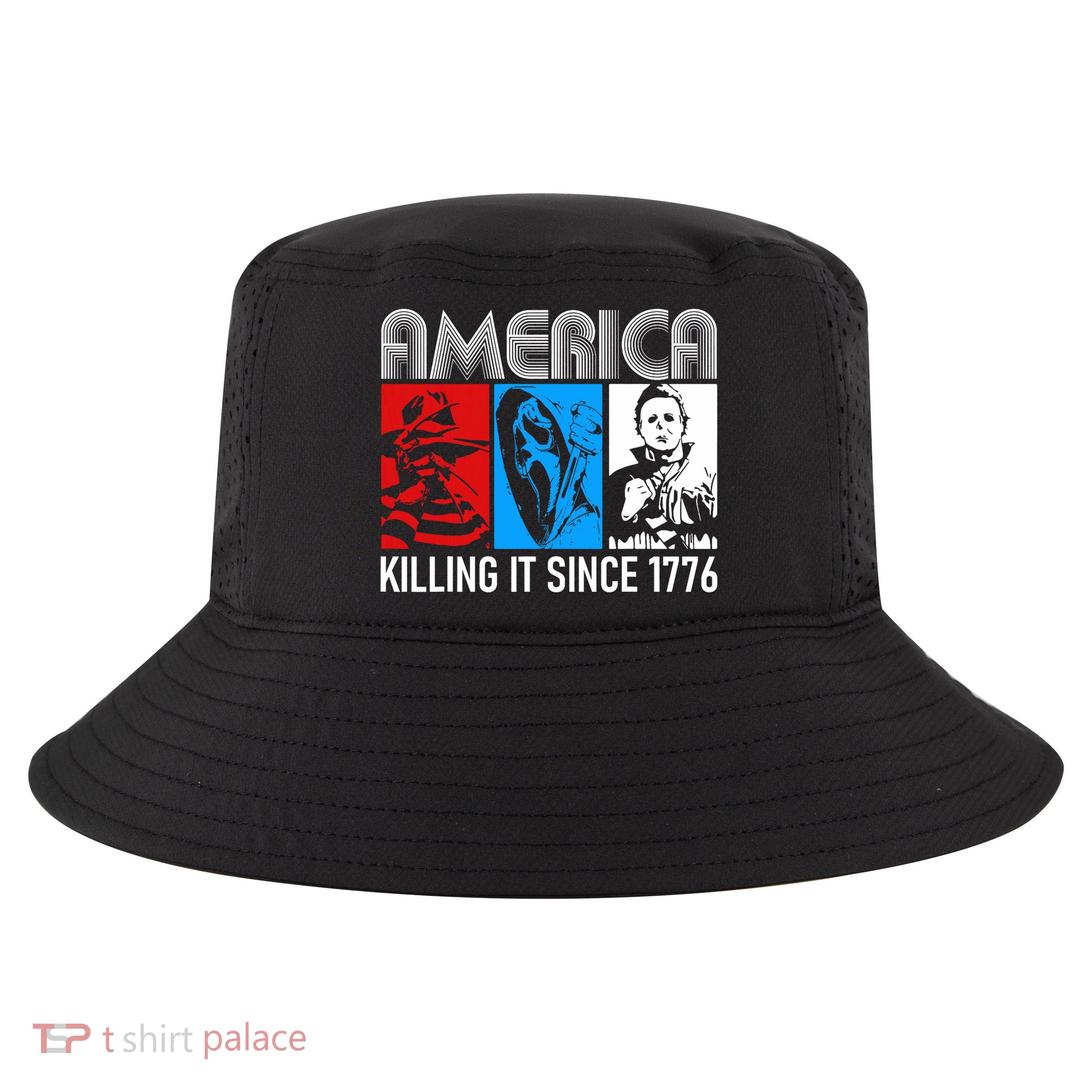 America Killing It Since 1776 Horror The Red White And Blue Cool Comfort Performance Bucket Hat
