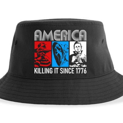 America Killing It Since 1776 Horror The Red White And Blue Sustainable Bucket Hat