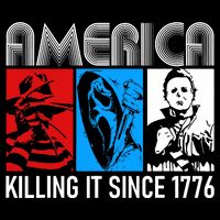 America Killing It Since 1776 Horror The Red White And Blue Bucket Hat