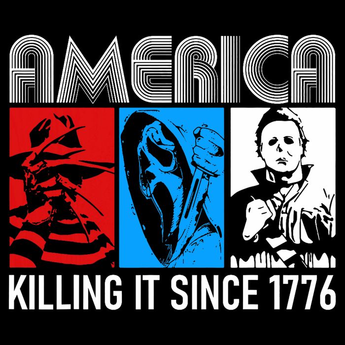 America Killing It Since 1776 Horror The Red White And Blue Bucket Hat