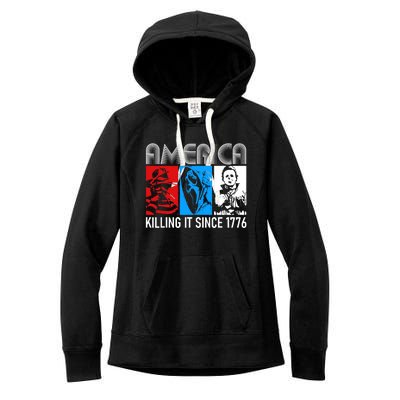 America Killing It Since 1776 Horror The Red White And Blue Women's Fleece Hoodie