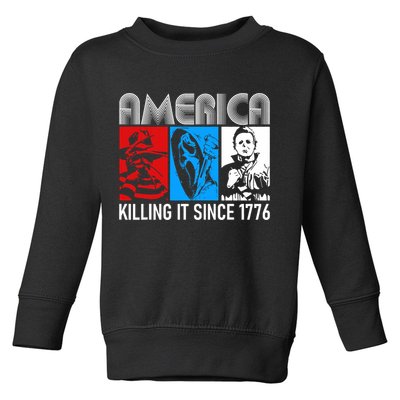 America Killing It Since 1776 Horror The Red White And Blue Toddler Sweatshirt