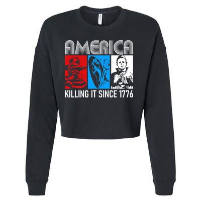 America Killing It Since 1776 Horror The Red White And Blue Cropped Pullover Crew