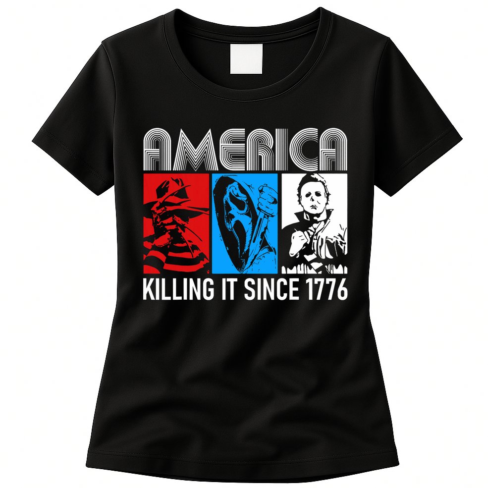 America Killing It Since 1776 Horror The Red White And Blue Womens T-Shirt