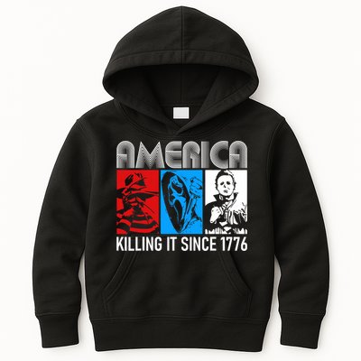 America Killing It Since 1776 Horror The Red White And Blue Kids Hoodie