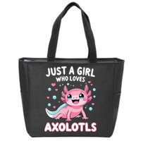 Axolotl Kawaii Just A Girl Who Loves Axolotls Zip Tote Bag