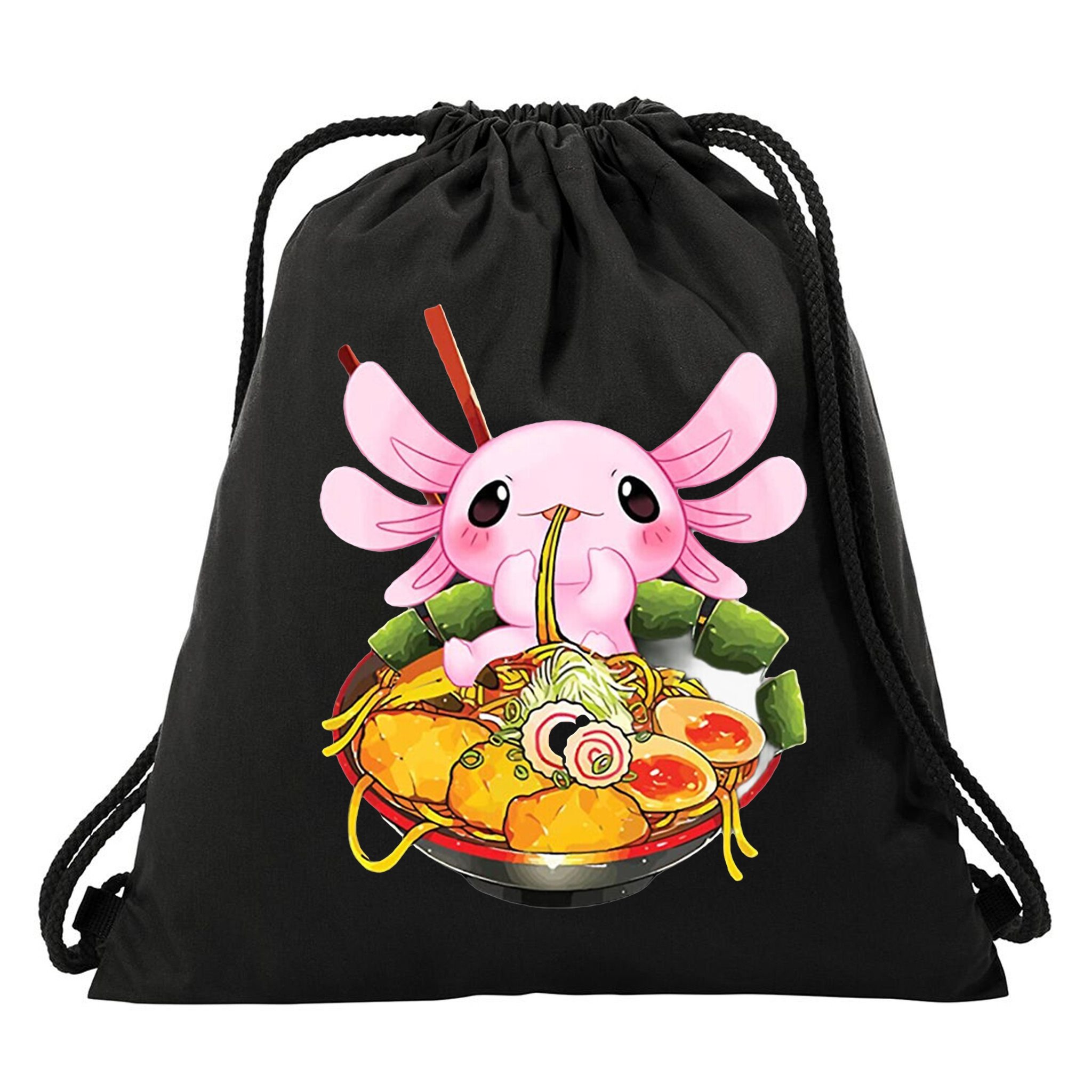 Axolotl Kawaii Japanese Food Drawstring Bag