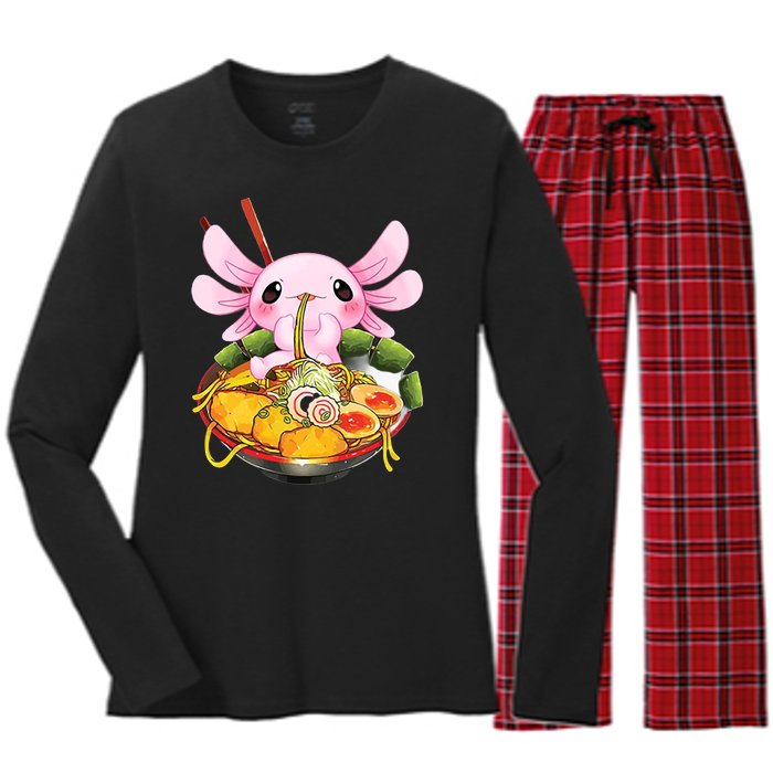 Axolotl Kawaii Japanese Food Women's Long Sleeve Flannel Pajama Set 