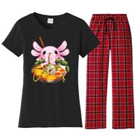 Axolotl Kawaii Japanese Food Women's Flannel Pajama Set