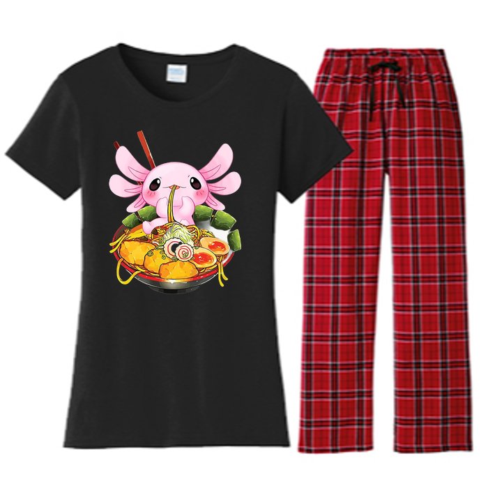 Axolotl Kawaii Japanese Food Women's Flannel Pajama Set