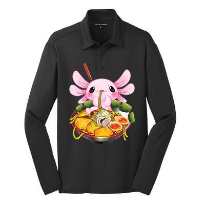 Axolotl Kawaii Japanese Food Silk Touch Performance Long Sleeve Polo