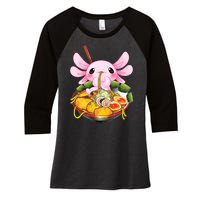 Axolotl Kawaii Japanese Food Women's Tri-Blend 3/4-Sleeve Raglan Shirt