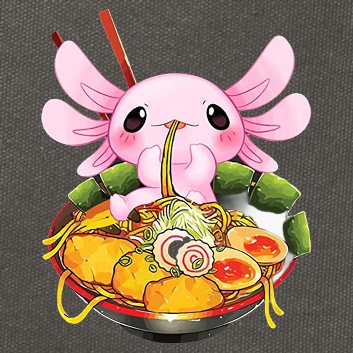 Axolotl Kawaii Japanese Food Cotton Canvas Backpack