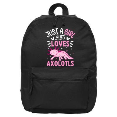 Axolotl Kawaii Just A Girl Who Loves Axolotls 16 in Basic Backpack