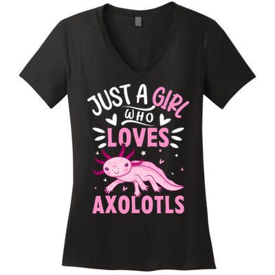 Axolotl Kawaii Just A Girl Who Loves Axolotls Women's V-Neck T-Shirt