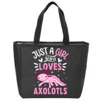 Axolotl Kawaii Just A Girl Who Loves Axolotls Zip Tote Bag