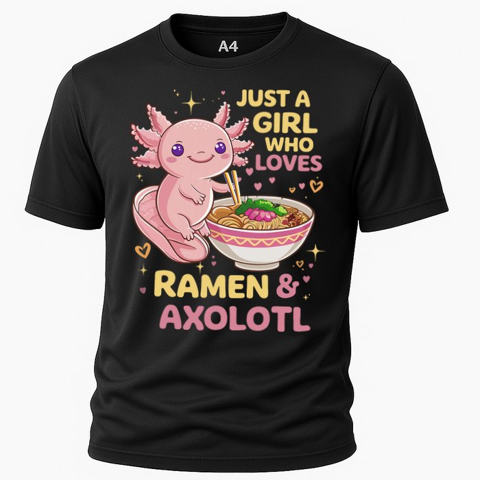 Axolotl Kawaii Just A Girl Who Loves Ramen And Axolotls Cooling Performance Crew T-Shirt