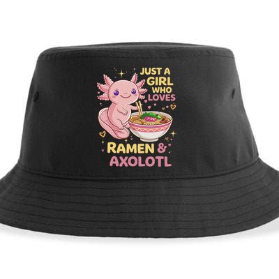 Axolotl Kawaii Just A Girl Who Loves Ramen And Axolotls Sustainable Bucket Hat
